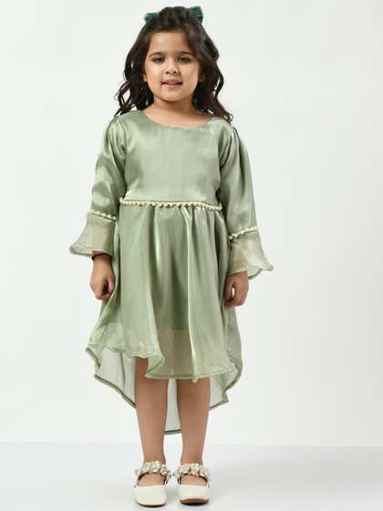 Bella Moda Bell Sleeve
                    Satin Embellished Fit & Flare Dress