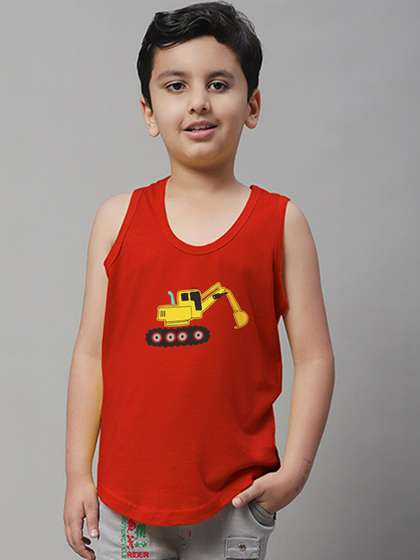 Friskers Boys Printed
                    Scoop Neck Pure Cotton Gym Vest