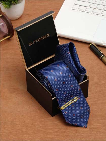 MUTAQINOTI Set Of 3
                    Geometric Printed Necktie Accessory Gift Set