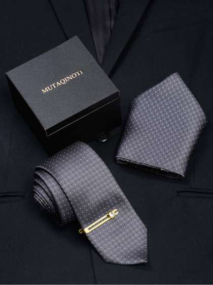 MUTAQINOTI Men Printed
                    Silk Accessory Gift Set