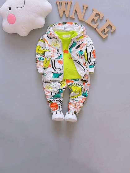 Googo Gaaga Boys Printed
                    Hooded Pure Cotton Sweatshirt With Trousers