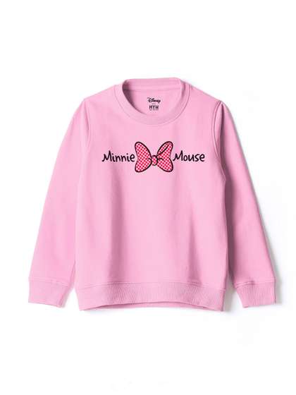 Wear Your Mind Girls
                    Minnie Mouse Printed Round Neck Cotton Sweatshirt
