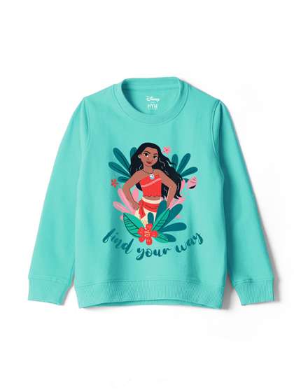 Wear Your Mind Girls
                    Turquoise Disney Princess Printed Round Neck Cotton
                    Sweatshirt