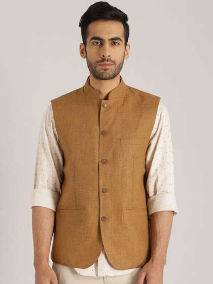 Indian Terrain Pure Linen Nehru Jacket