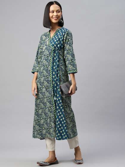 Vbuyz Women
                          Printed Sequinned Cotton Angrakha Kurta