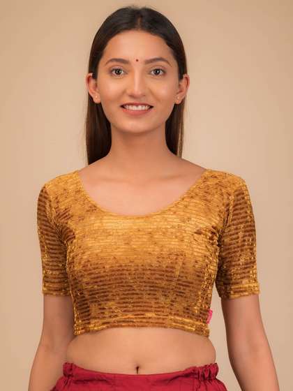 Bindigasm's Advi Embellished Velvet SareeBlouse