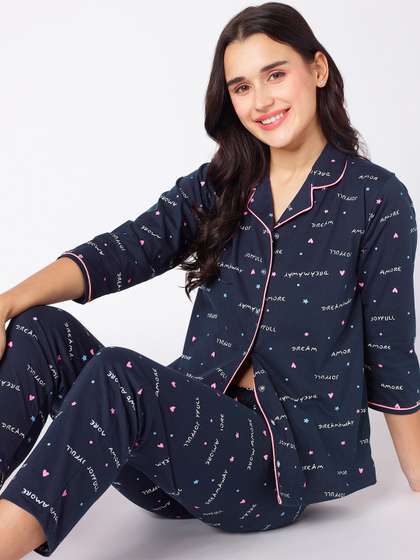 beebelle
                          Typography Printed Cotton Night suit