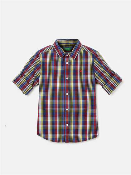 United Colors of Benetton Boys Tartan Checks Cotton Casual Shirt