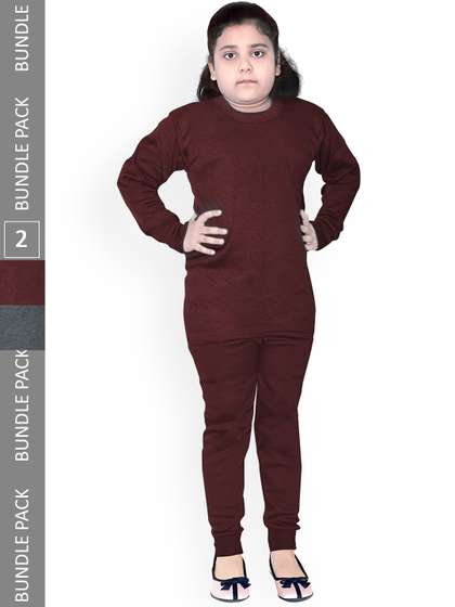 BAESD Kids Pack of 2
                    Round Neck Modal Thermal Wear