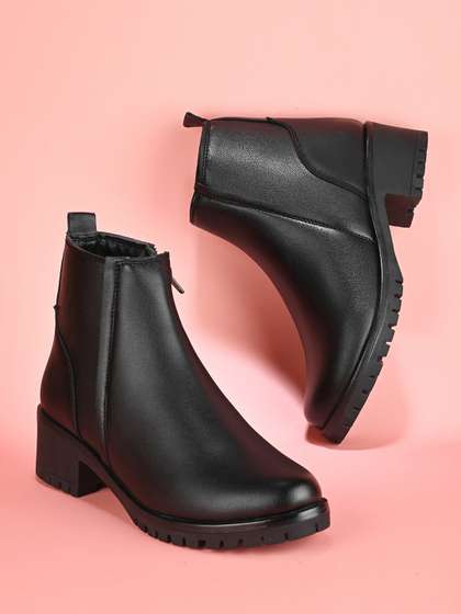 The Roadster Lifestyle
                      Co. Women Black Mid Top Block-Heel Regular Boots
