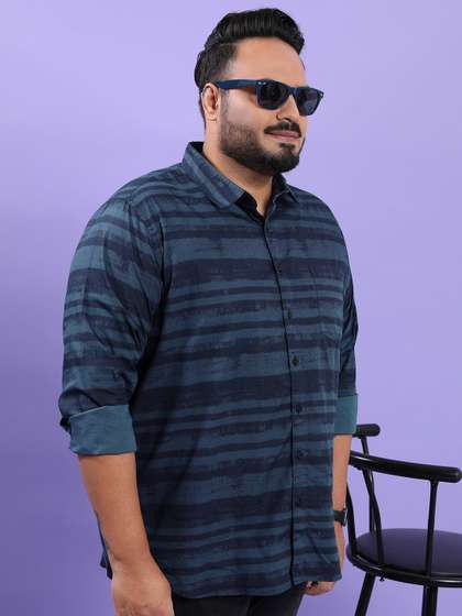 HIGHLANDER Plus Size Striped Cotton Shirt