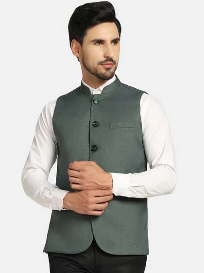 TAHVO Mandarin Collar Nehru Jacket