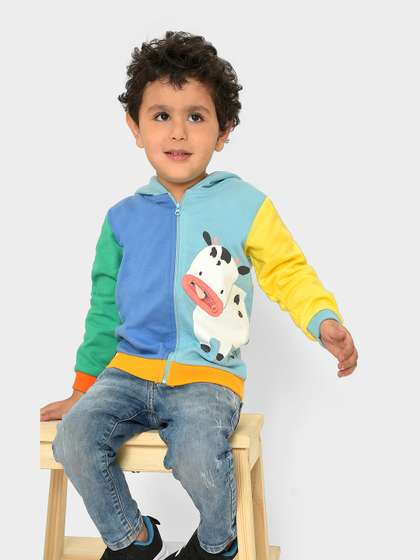 MiArcus Kids Unisex
                    Colourblocked Hooded Front-Open Cotton Sweatshirt