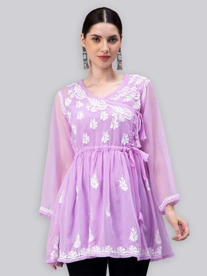 Seva Chikan Embroidered A Line Kurti