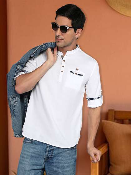 Kuons Avenue
                        Mandarin Collar Cotton Straight Kurta