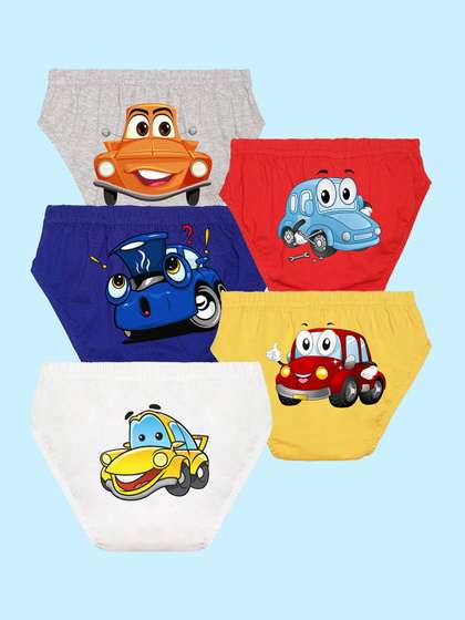 NUSYL Boys Pack Of 5
                    Printed Pure Cotton Basic Briefs NUBCBRFPO5.0054