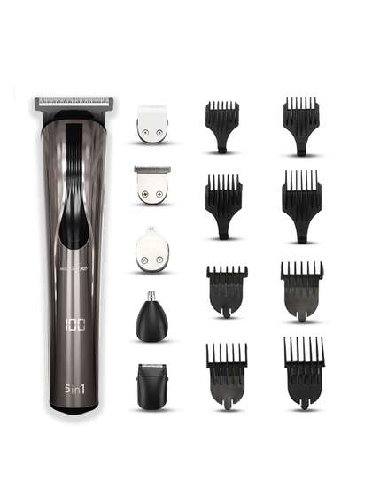 Ikonic Me 5 In 1 Express
                    Groomer Timmer with Impact Resistant Combs - Black
                    & Silver