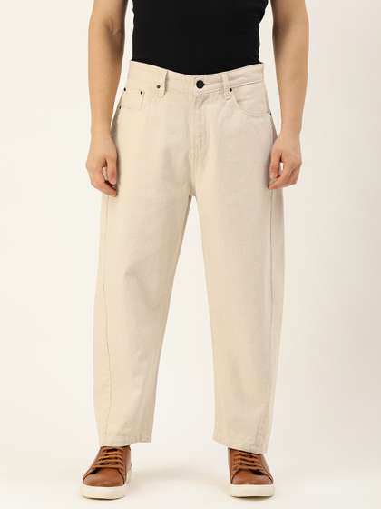 Bene Kleed Men
                          Ecru Loose Fit Mid Rise Cropped Jeans
