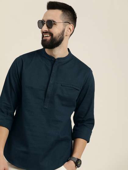 HERE&NOW Men
                        Solid Cotton Short Kurta