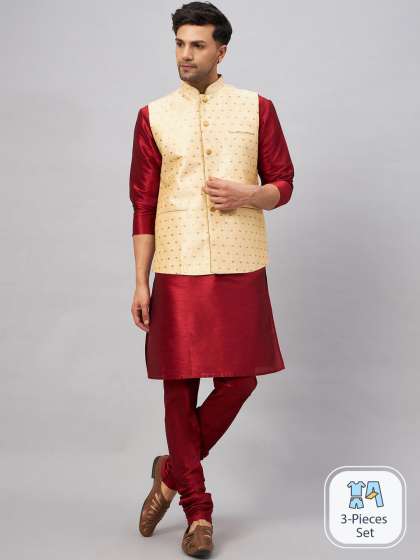 Kurta pajama with jacket myntra hot sale
