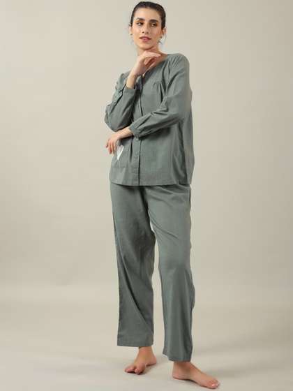 SANSKRUTIHOMES Green
                        Pure Cotton Night suit