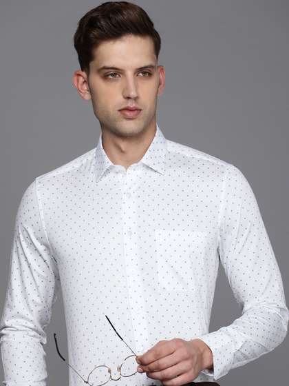 Louis Philippe Pure Cotton Geometric Printed Slim Fit Formal Shirt