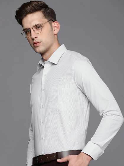 Louis Philippe Pure Cotton Striped Slim Fit Formal Shirt