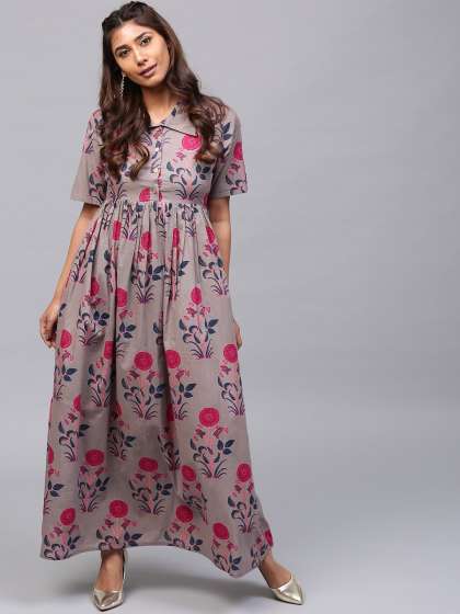 Fl Dresses Print Dress Online In India Myntra Aks Women Printed Maxi Dress