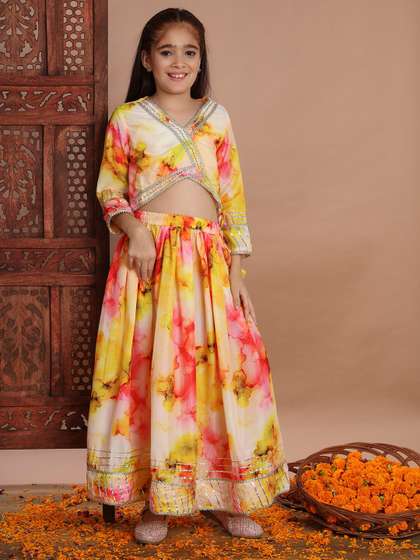 Readiprint Girls Tie and
                    Dye Dyed Gotta Patti Ready to Wear Lehenga &
                    Blouse