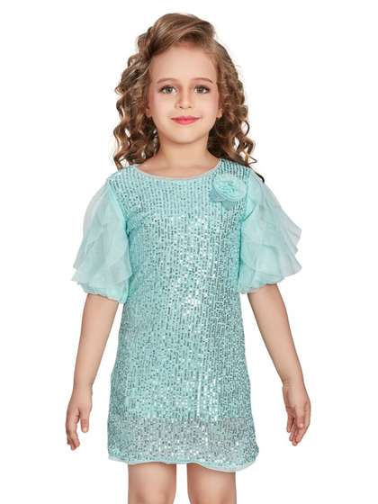 Peppermint Embellished
                    Sequinned Flared Sleeves A-Line Dress
