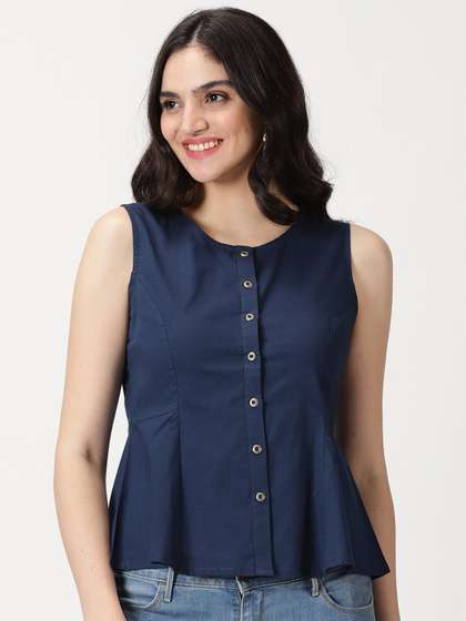 Saffron Threads
                        Sleeveless Cotton Linen A-Line Top