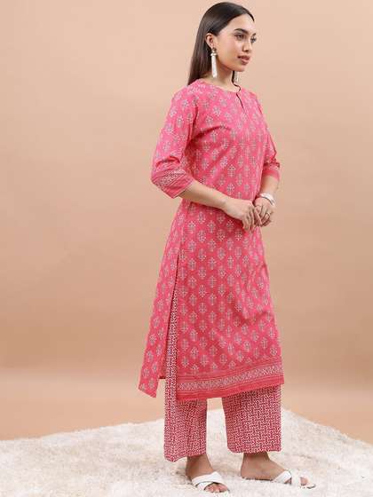 Vishudh Floral Printed Pure Cotton Regular Kurta with Palazzos