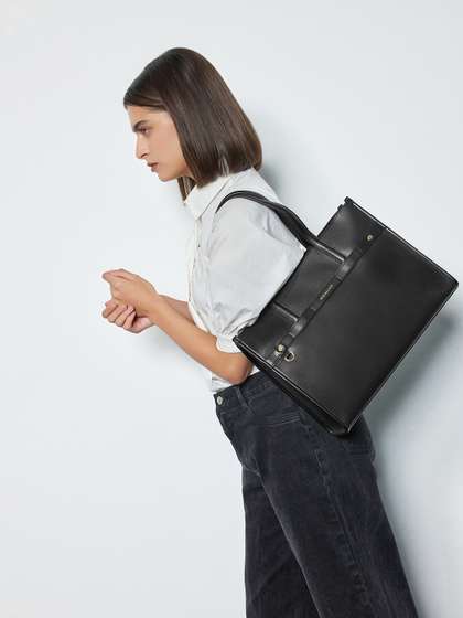 MIRAGGIO Marcy Black Tote Bag with Pouch