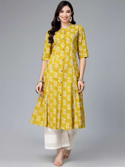 Stylum Floral
                        Printed Mandarin Collar A-Line Kurta
