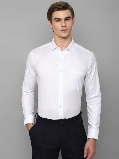 Louis Philippe Permapress Geometric Printed Slim Fit Wrinkle Free Formal Shirt