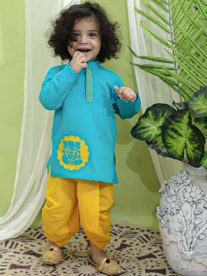 BownBee Ganesh
                    Embroidered Pure Cotton Kurta With Dhoti Pants