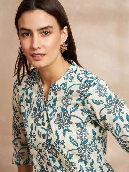 all about you X fwd Floral Printed Straight Pure Cotton Kurta