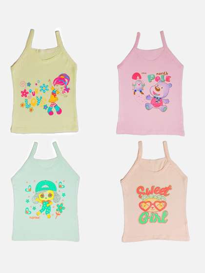 SKY HEIGHTS Girls Pack
                    Of 4 Printed Pure Cotton Camisoles