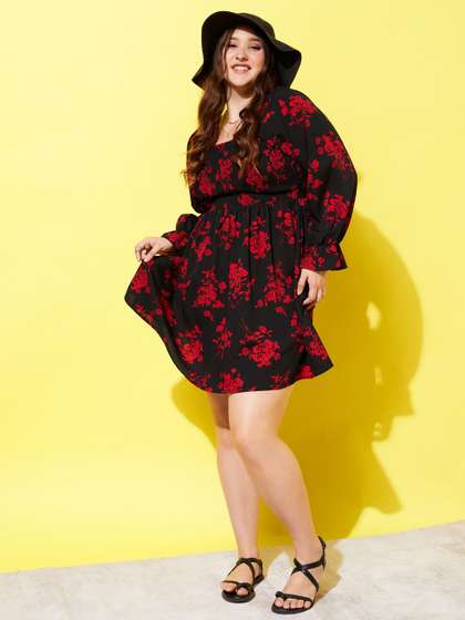 Berrylush Curve Smocked Fit & Flare Dress