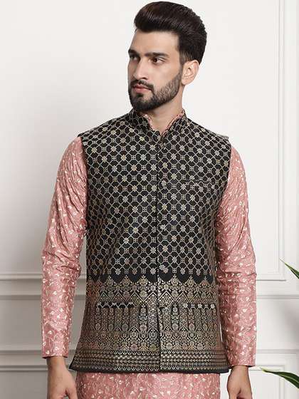 SOJANYA Ethnic
                        Motifs Embroidered Mandarin Collar Nehru
                        Jackets