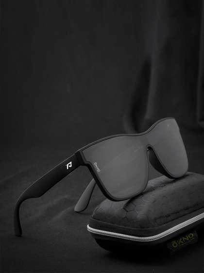 OKNO Polarised and
                        UV Protected Lens Unisex Black Unilens Oversized
                        Sunglasses