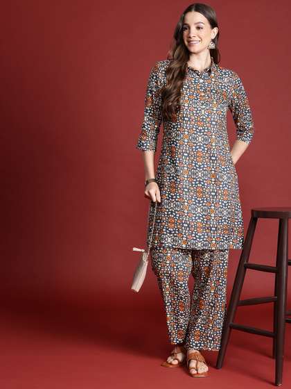 Anouk Floral Print Regular Kurta Set