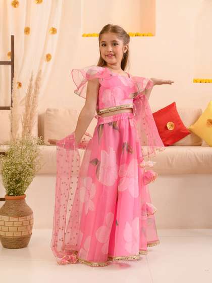 pspeaches Girls
                        Printed Ready to Wear Lehenga & Blouse With
                        Dupatta