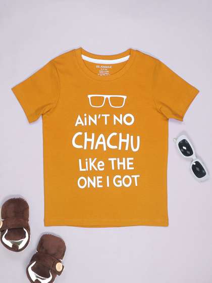BE AWARA Kids Typography Printed Cotton T-shirt