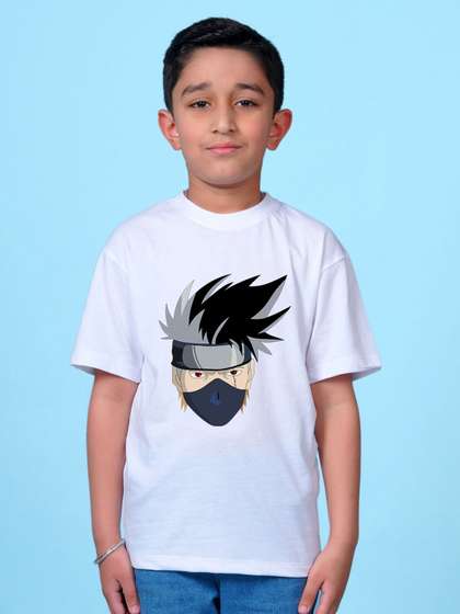 NUSYL Boys Naruto Printed Drop-Shoulder Sleeves Oversized T-shirt