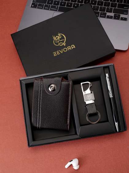 ZEVORA Men Leather
                    Wallet Pen & Keychain Gift Set