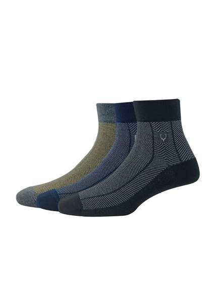Allen Solly Men Pack Of
                    3 Striped Quarter-Length Cotton Socks