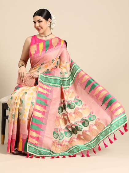Silk Land Floral
                        Phulkari Cotton Jamdani Saree