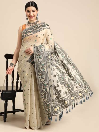 Silk Land Ethnic
                        Motifs Phulkari Cotton Jamdani Saree