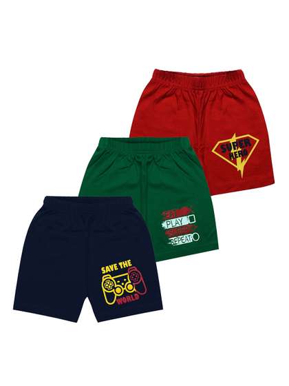 MIST N FOGG Unisex Kids
                    Pack Of 3 Printed Cotton Shorts